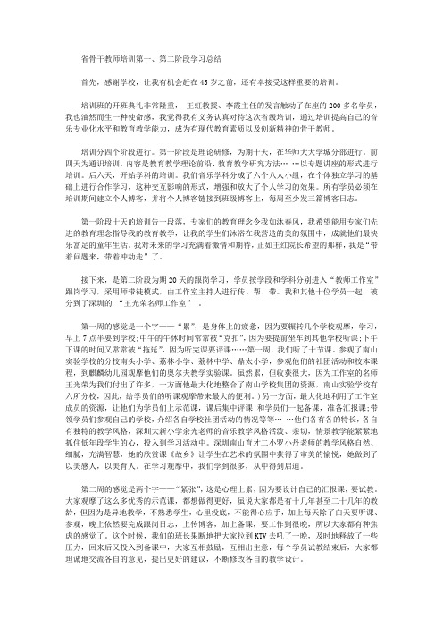 最新省骨干教师培训第一、第二阶段学习总结