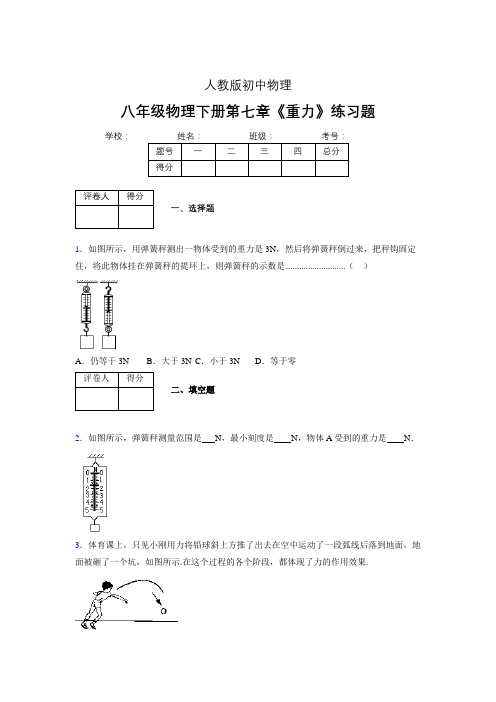 (中考)物理《重力》专项模拟练习(含答案) (343)