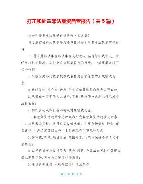 打击和处置非法集资自查报告(共5篇)