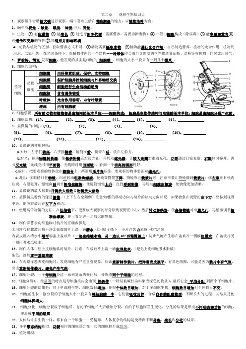 观察生物知识点