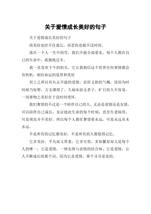 关于爱情成长美好的句子