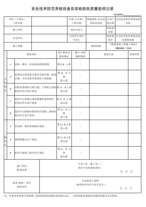 安全技术防范系统设备安装检验批