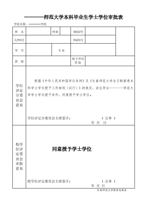 毕业生学士学位审批表(最新模板)