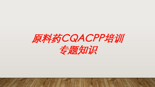 原料药CQACPP培训专题知识培训课件