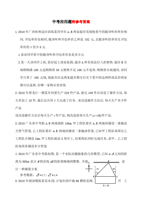 中考数学专题练习应用题