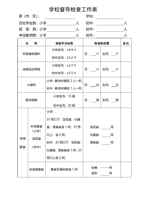 学校督导检查工作表