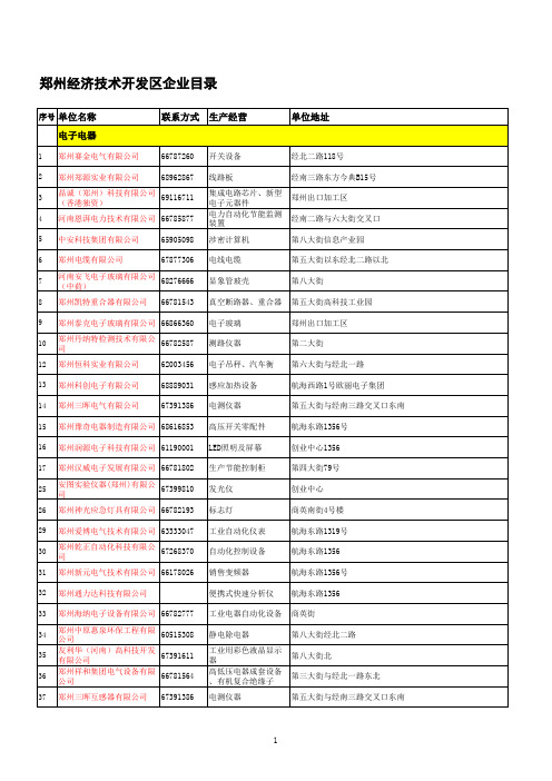 郑州市经济技术开发区企业汇总