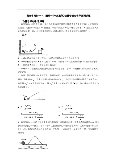 湖南省浏阳一中、醴陵一中(完整版)动量守恒定律单元测试题