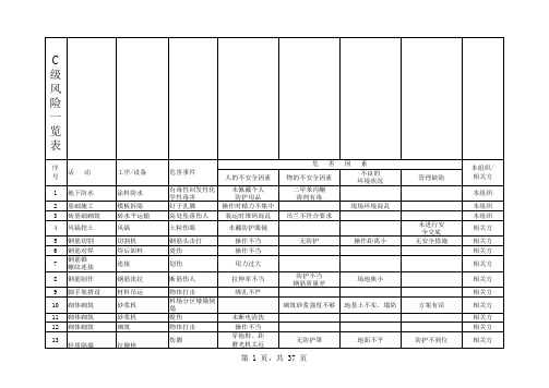 C、D、E级风险一览表