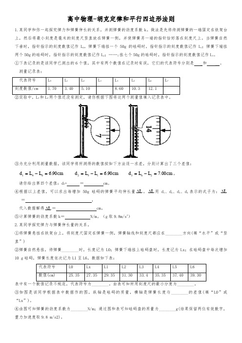 高中物理-胡克定律和平行四边形法则