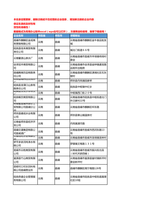 2020新版云南曲靖饮料企业公司名录名单黄页联系方式大全64家