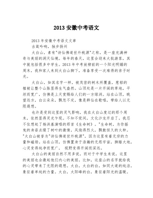 2013安徽中考语文