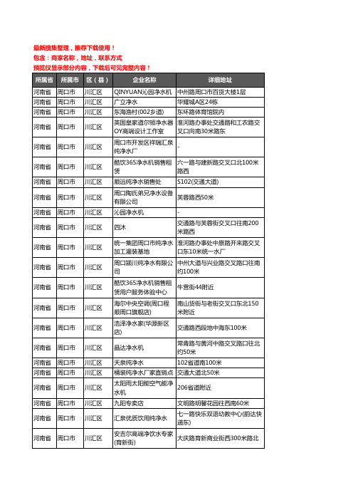 新版河南省周口市川汇区净水器企业公司商家户名录单联系方式地址大全26家