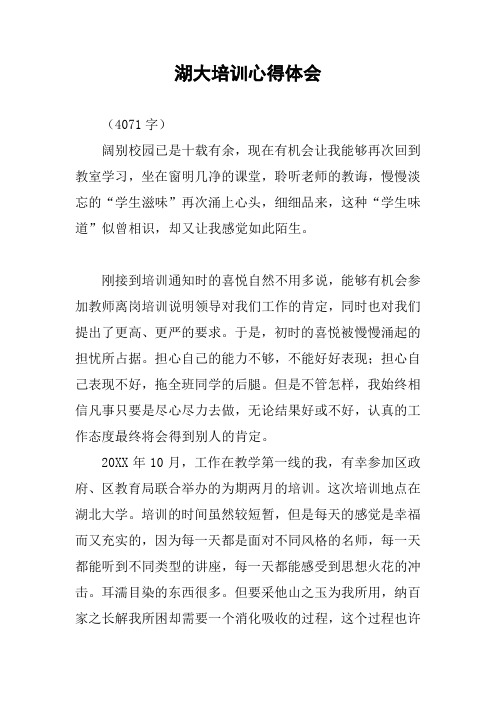 湖大培训心得体会