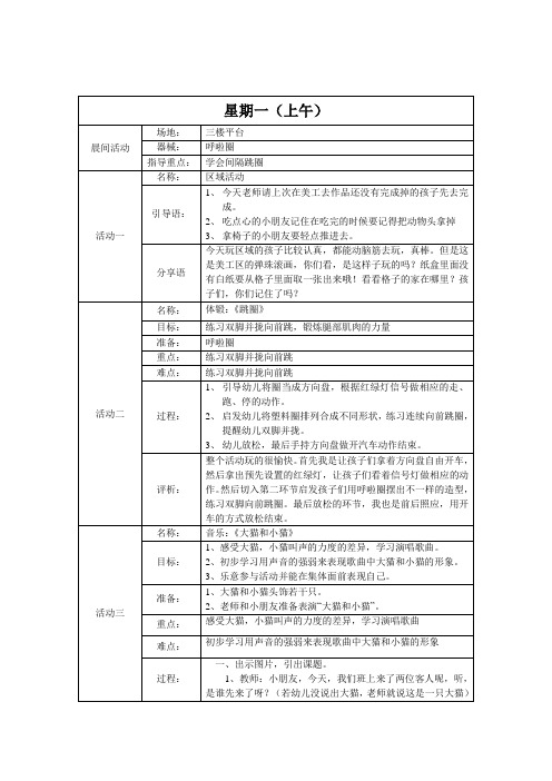 第15周小班 上学期 备课