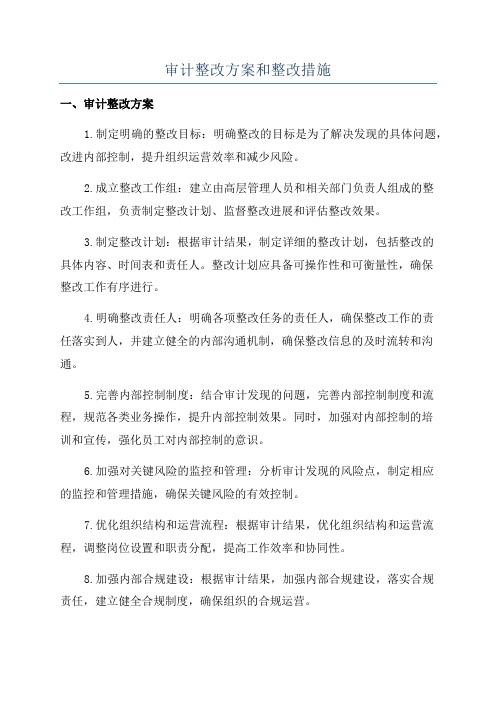 审计整改方案和整改措施