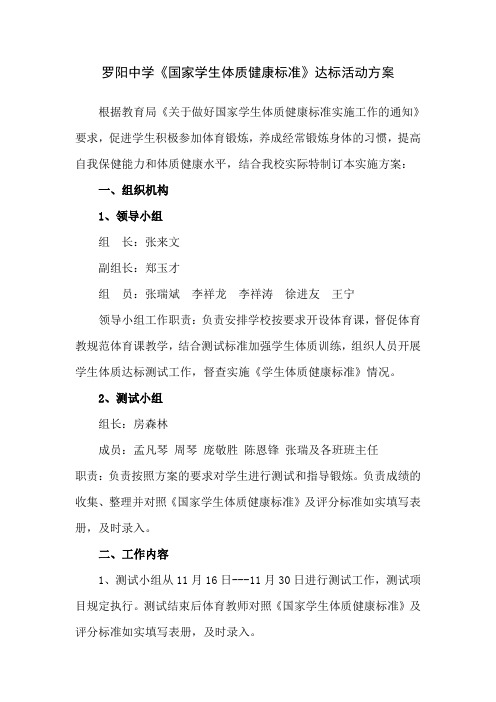 罗阳中学达标活动方案