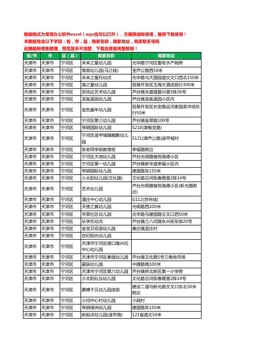 新版天津市天津市宁河区幼儿园工商企业公司名录名单黄页大全90家