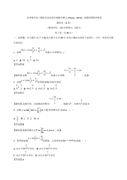 高考数学高三模拟考试试卷压轴题专题五y=Asinωx+φ函数的图象和性质