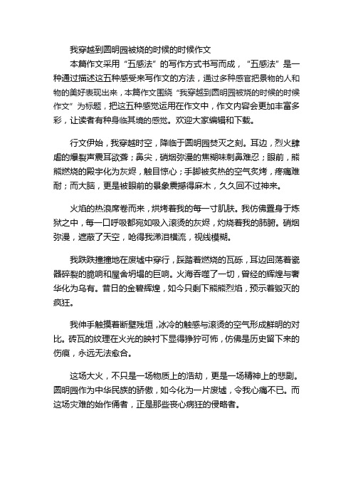 我穿越到圆明园被烧的时候的时候作文