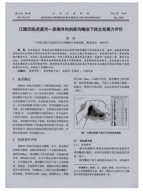 江陵凹陷虎渡河-资福寺向斜新沟嘴组下段生烃潜力评价