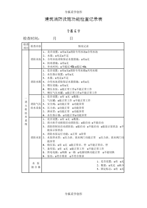 消防日常检查表格