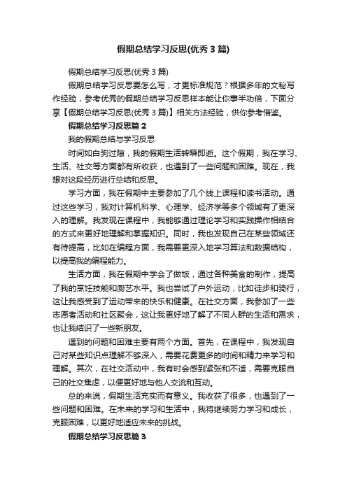 假期总结学习反思（优秀3篇）