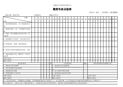 数控车床点检表