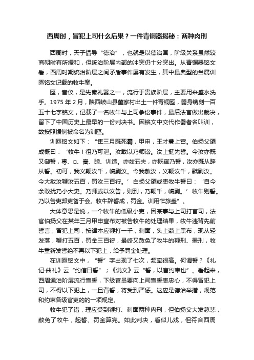 西周时，冒犯上司什么后果？一件青铜器揭秘：两种肉刑