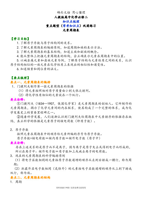人教版高中化学必修2(全册知识点考点梳理、重点题型分类巩固练习)(提高版)(家教、补习、复习用)