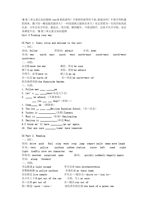 7B第三单元重点知识提纲