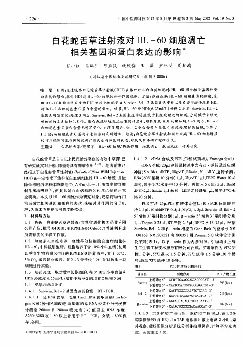 白花蛇舌草注射液对HL-60细胞凋亡相关基因和蛋白表达的影响