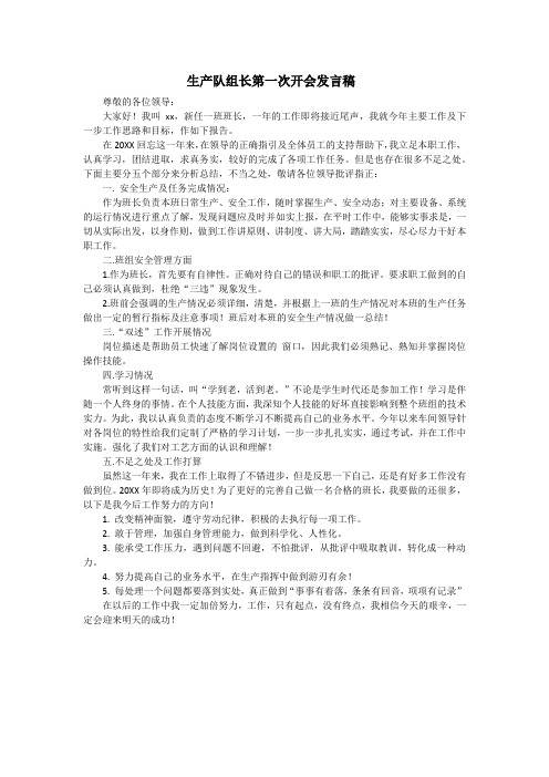 生产队组长第一次开会发言稿