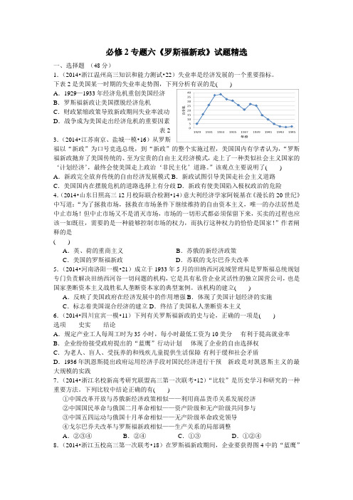 必修2专题六《罗斯福新政》试题精选