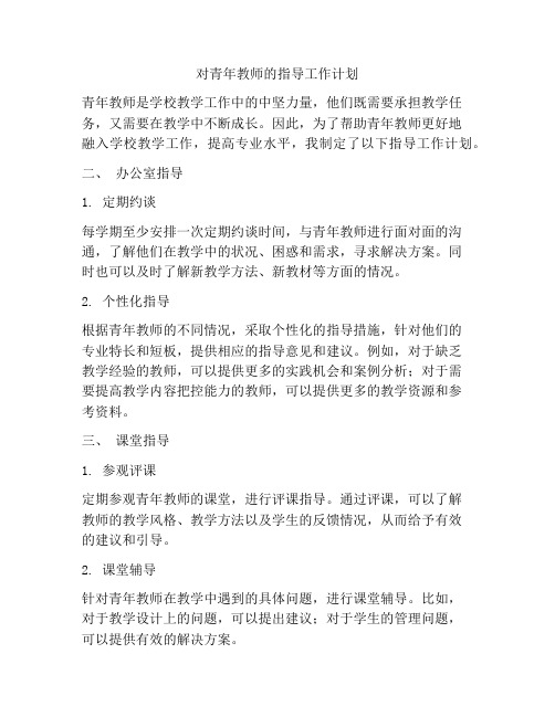 对青年教师的指导工作计划