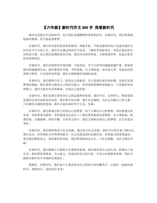 【六年级】新时代作文800字 我看新时代