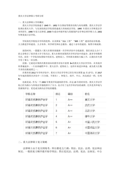 肖增羿：重庆大学法律硕士考研分析