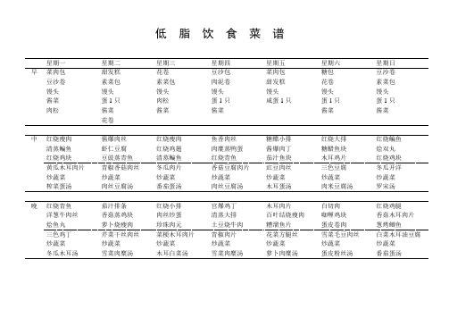 营养科治疗饮食食谱