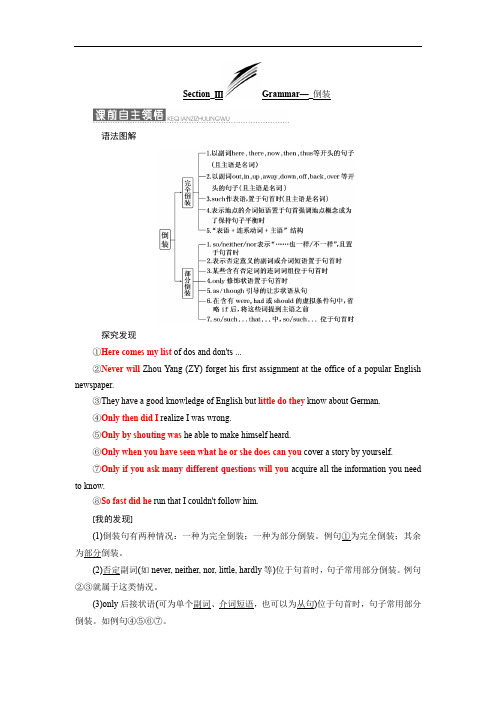 高考英语必修五讲义Unit4SectionⅢGrammar—倒装