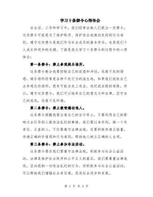 学习十条禁令心得体会