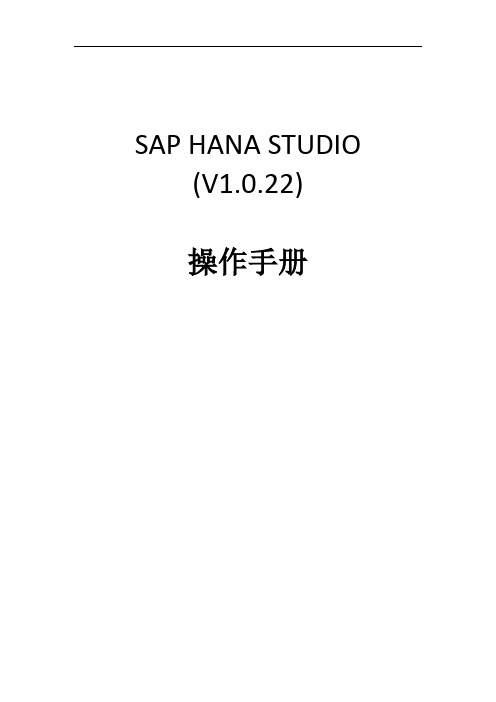 HANA STUDIO操作说明V1.1