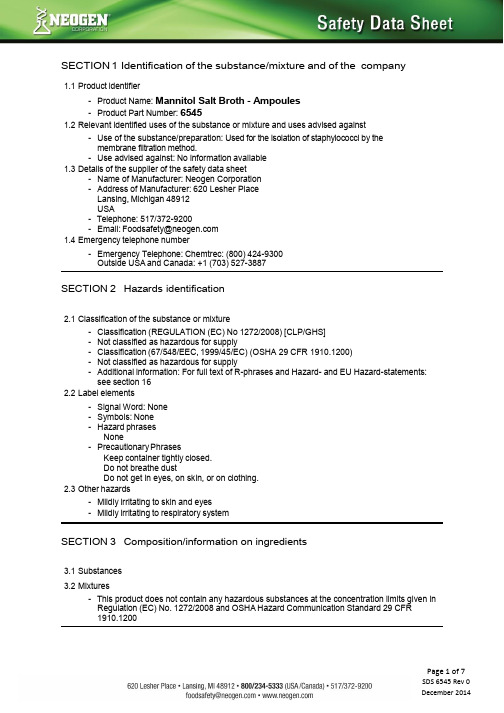 SECTION 2 Hazards identification