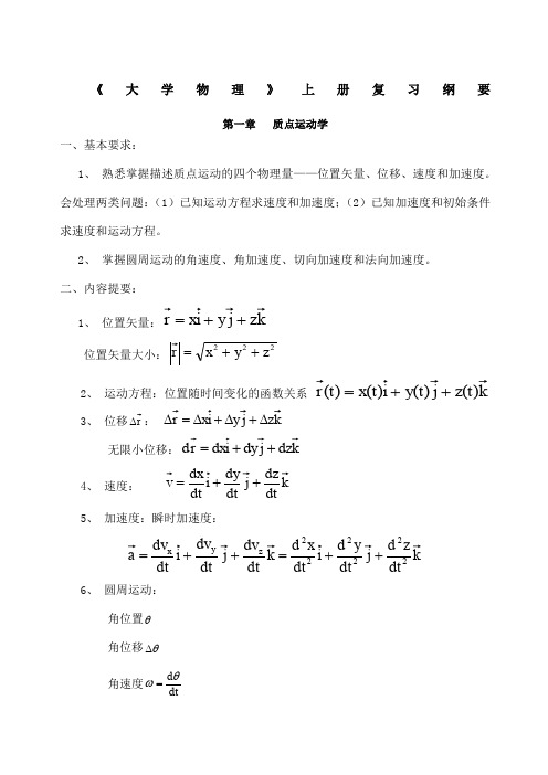 大学物理上册复习提纲