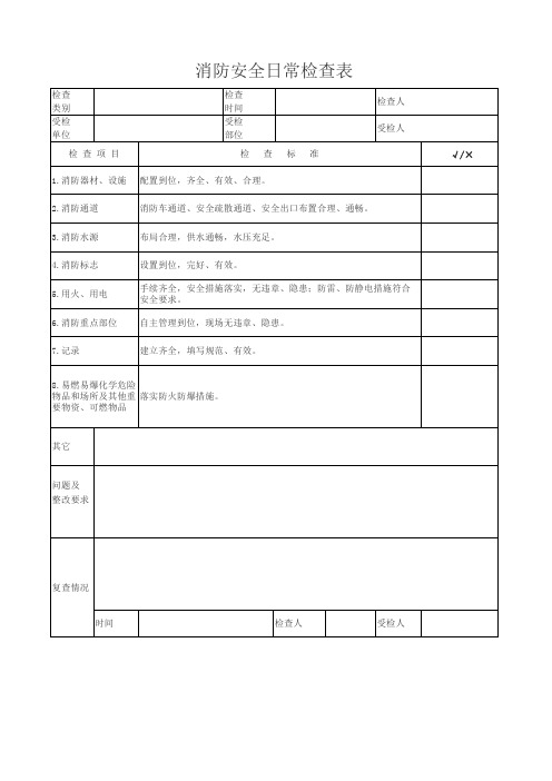 消防安全日常检查表