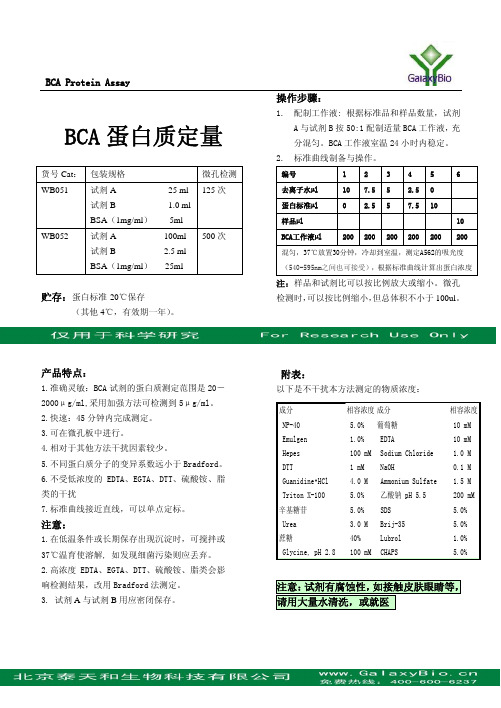 BCA蛋白质检测试剂