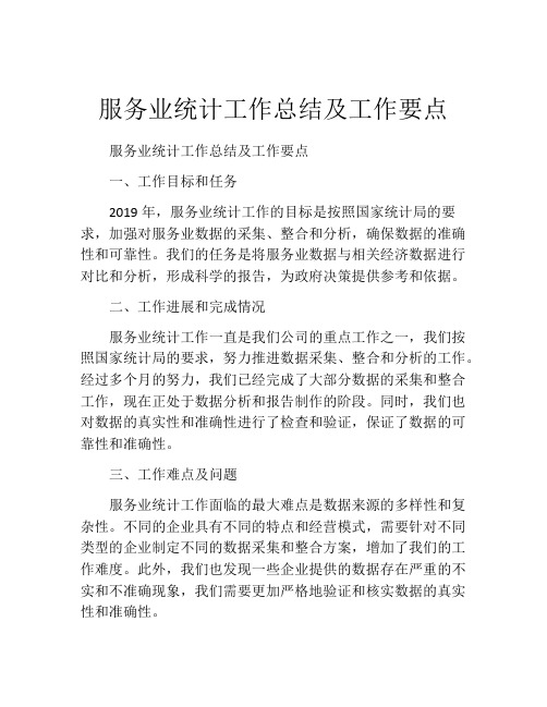 服务业统计工作总结及工作要点