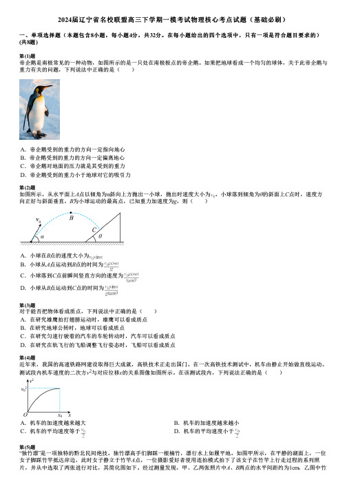 2024届辽宁省名校联盟高三下学期一模考试物理核心考点试题(基础必刷)