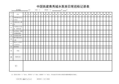 水泵房日常巡检记录表