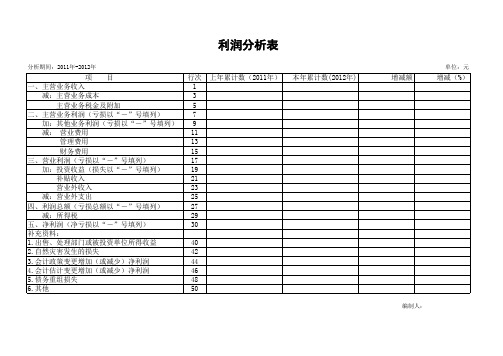 年度利润分析表