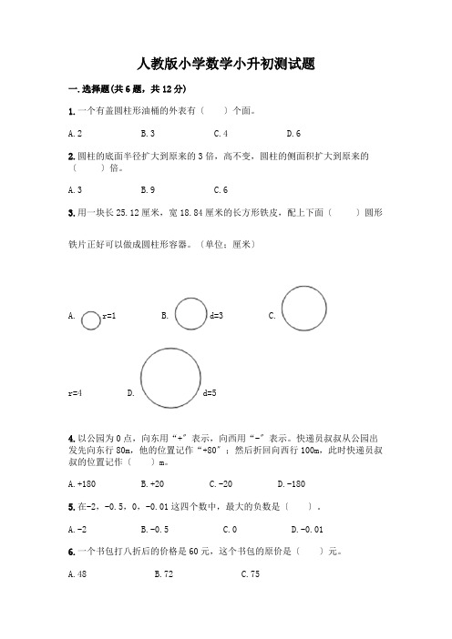 小学数学小升初测试题及答案【必刷】及参考答案【满分必刷】